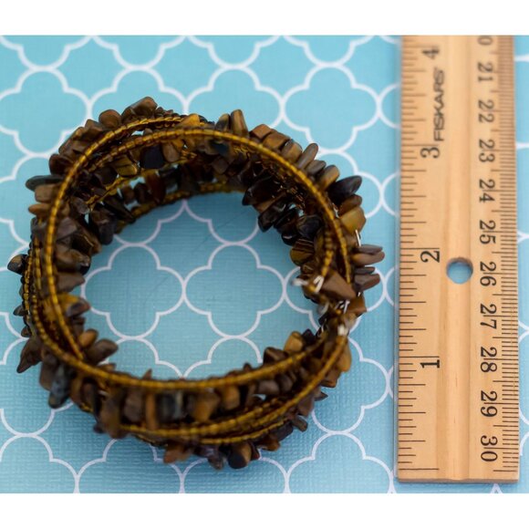 Vintage Tiger's Eye Elven Flexible Cuff Bracelet 7 inch by Avon - R19 - Picture 3 of 3